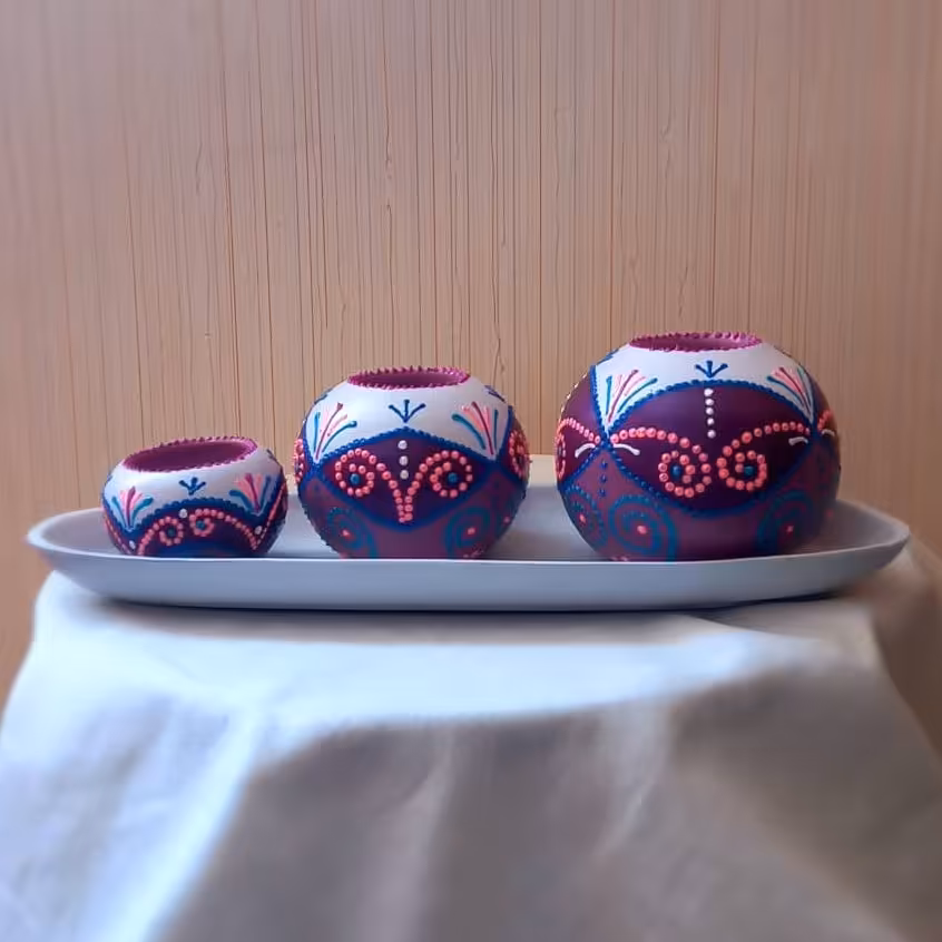 ست شمعدان وارمری توپی