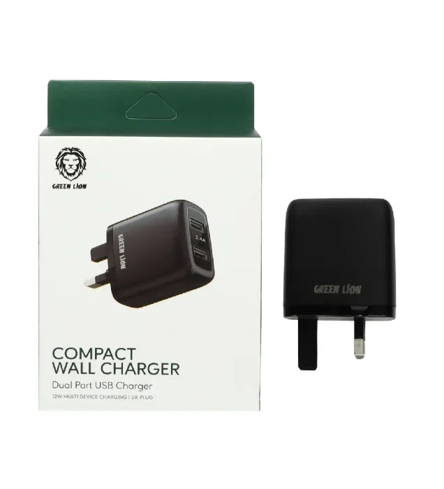 شارژر دیواری فست دو پورت گرین لاین مدل GNC24AWCBK 12W