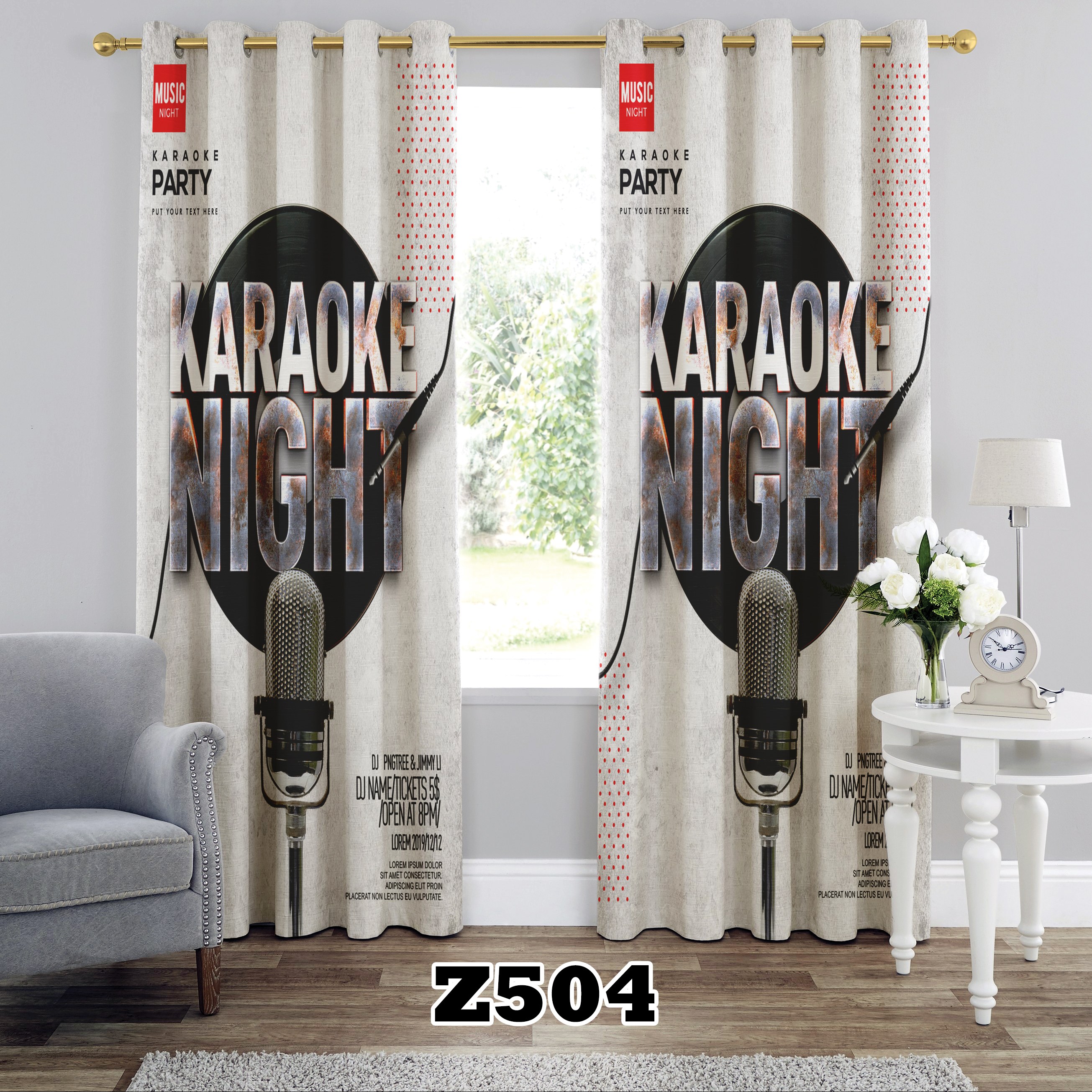 پرده طرح نوجوان کد Z504 تک قواره ارتفاع 300 عرض 140 سانت