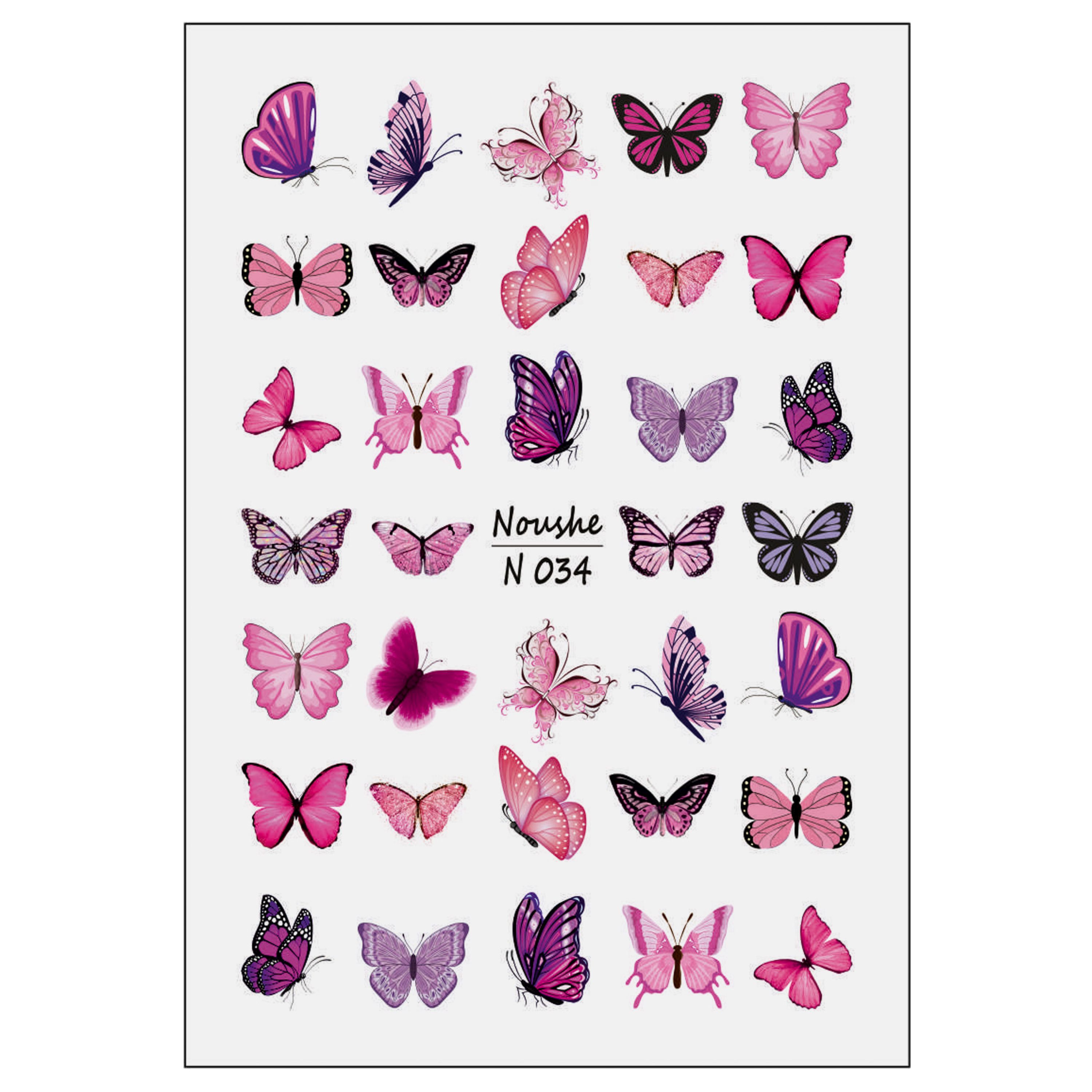 لنز ناخن نوشه مدل پروانه کد N034