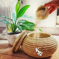 خمره برنج حصیری ظرفیت 10 کیلو برنج ابعاد 25در25.مانع از شته شدن برنج میشود