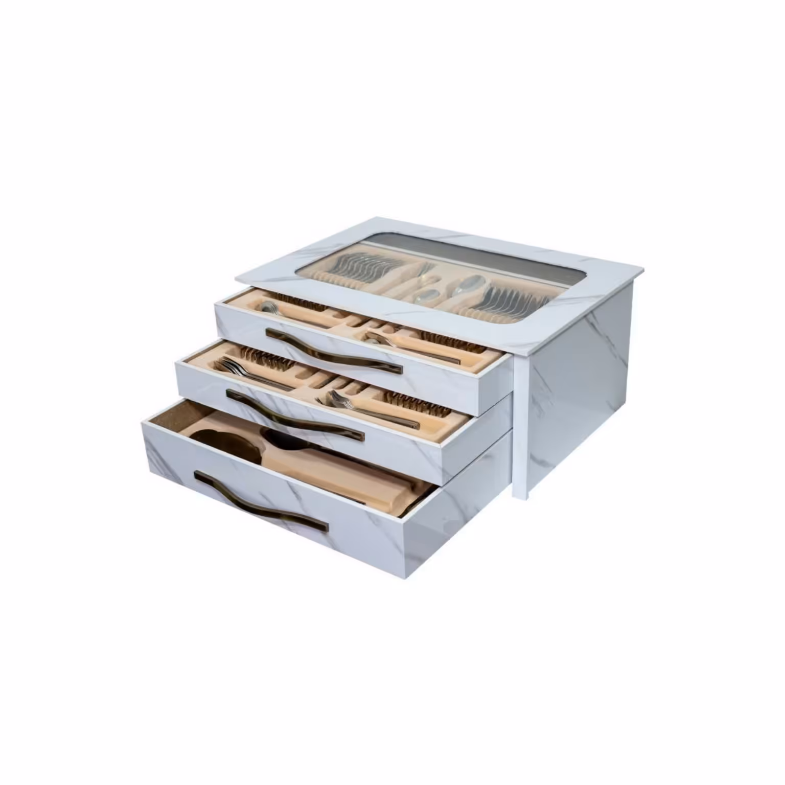 کنسول قاشق وچنگال روکابینت گل رز  کنسول هایگلاس طلق 