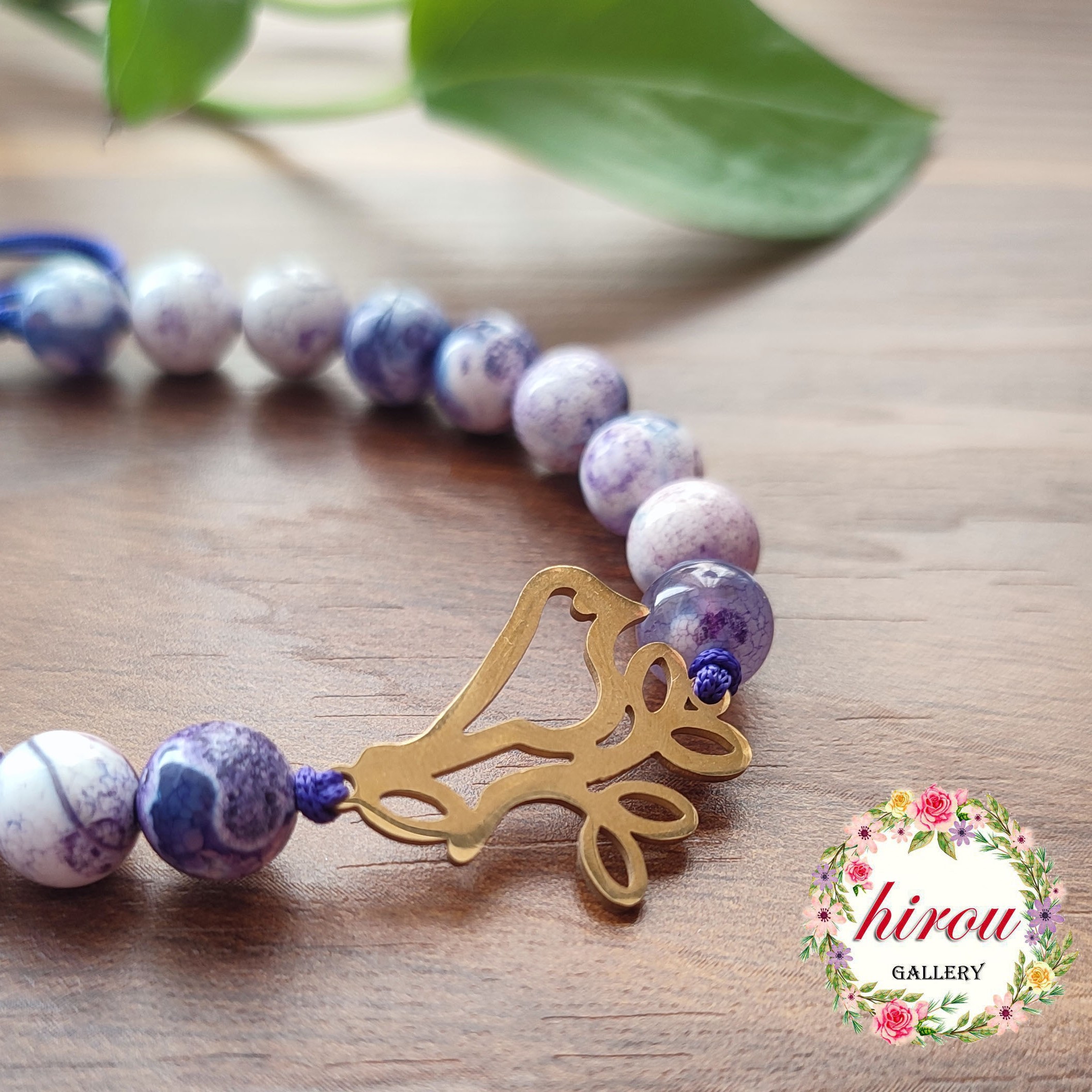 دستبند سنگی باسنگ جید وپلاک استیل رنگ ثابت 