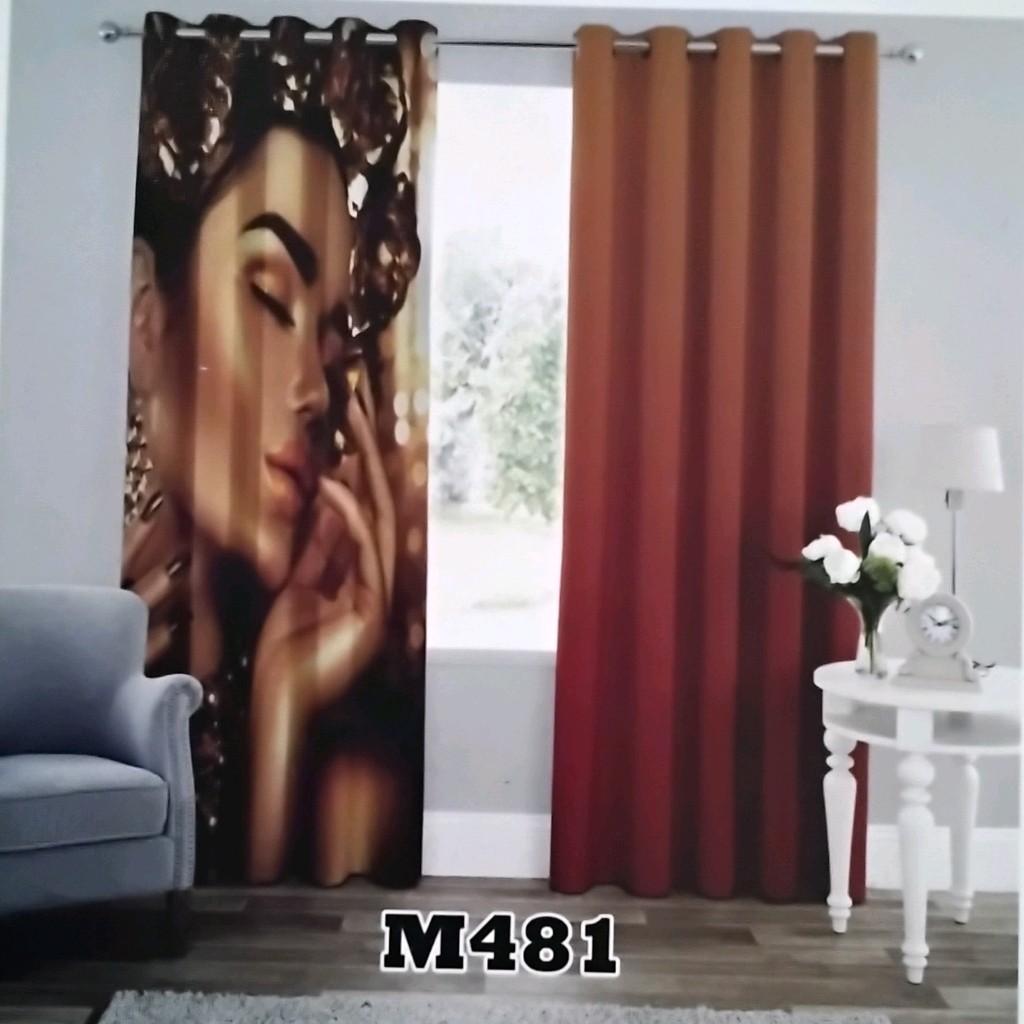 پرده چاپی پانچ دو قواره طرح  پرتره  کد m481