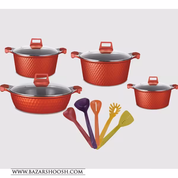 سرویس 13 پارچه تابه و قابلمه کف سرامیک یونیک مدل UN-8793