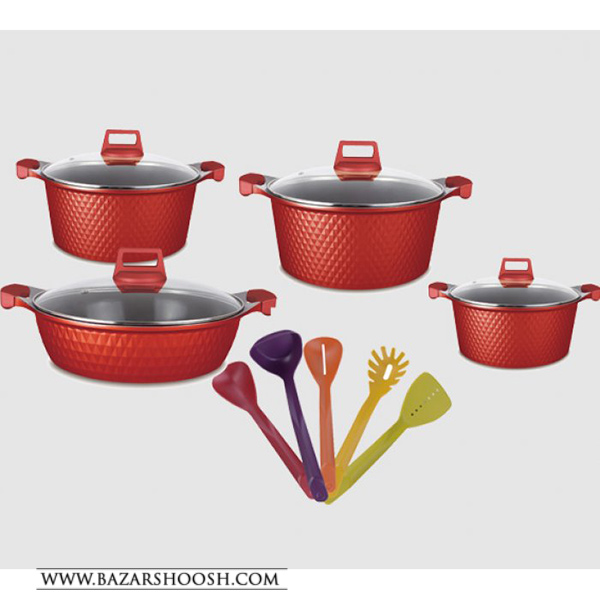 سرویس 13 پارچه تابه و قابلمه کف سرامیک یونیک مدل UN-8793