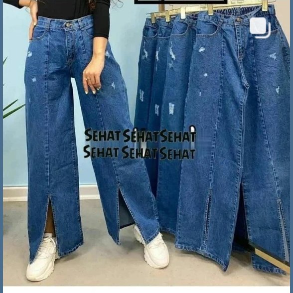 شلوار بگ چاک دار در دو رنگ تیره و روشن سایز38 تا 54
