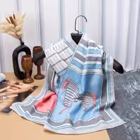 شال سوپر نخ بهاره طرح هرمس آبی و طوسی ارسال رایگان 