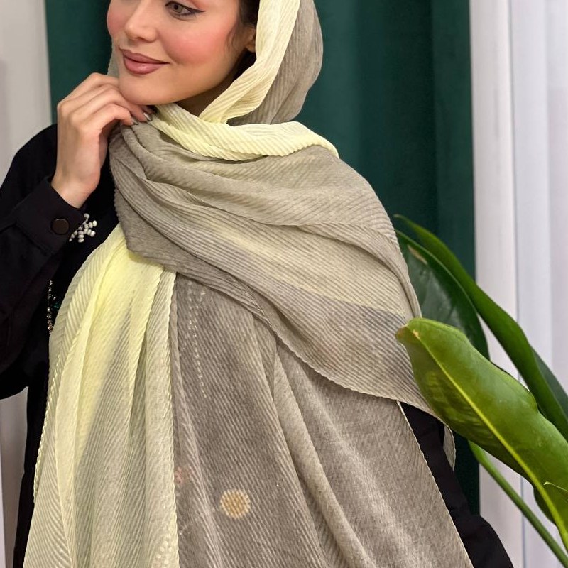 شال نخی پلیسه دو رنگ کد65118(2)