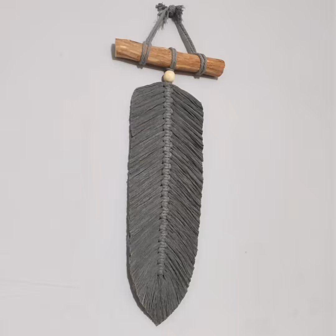دیوارکوب تک برگ مکرومه رنگ طوسی 