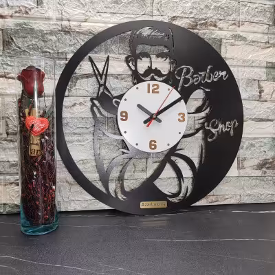 ساعت دیواری آذرلاکچری طرح آرایشگاه مردانه کد men10