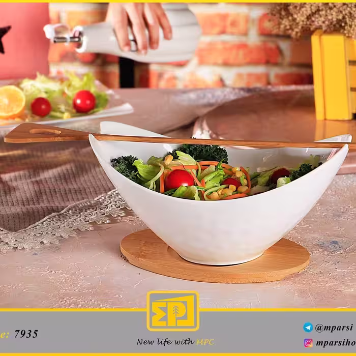 کاسه سالاد چوب چینی مدل قایقی