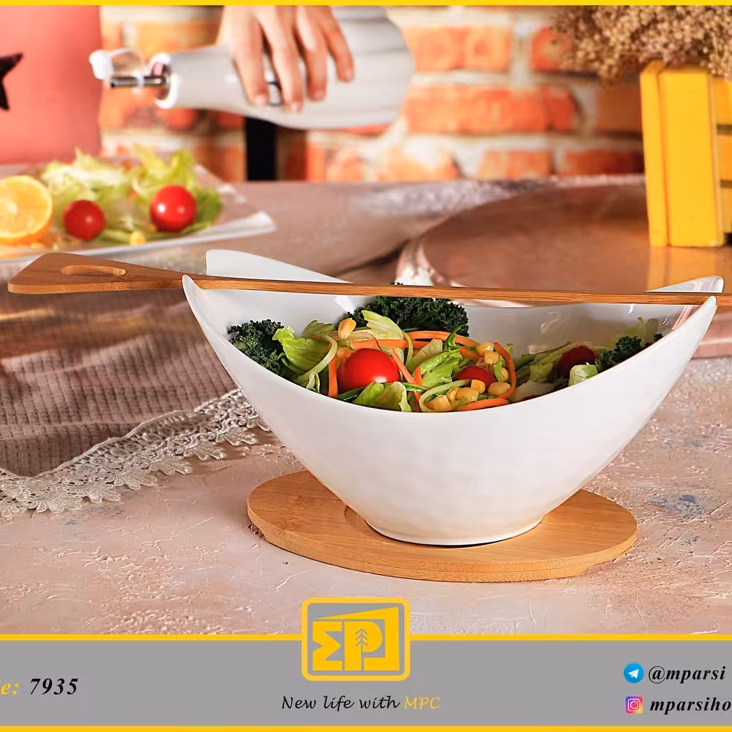 کاسه سالاد چوب چینی مدل قایقی