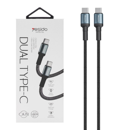 کابل تبدیل فست شارژ Type-C to Type-C یسیدو مدل CA78 به طول 1.2 متر