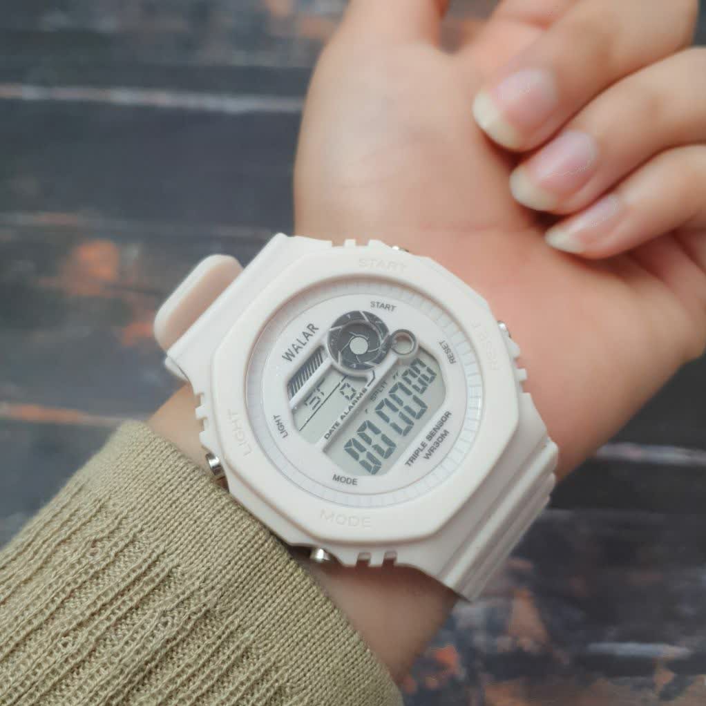 ساعت مچی ال ای دی سفید  بند pu 