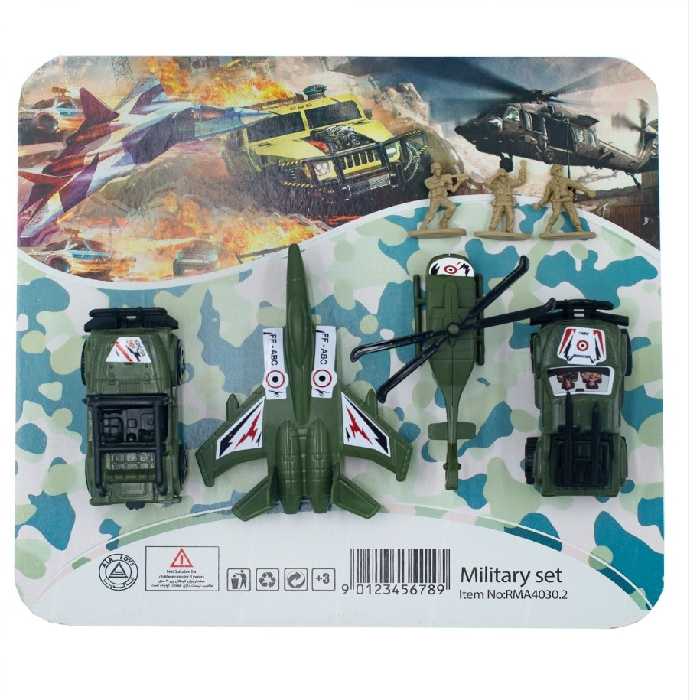 اسباب بازی پادگانی 7تیکه (هلی کوپتر ماشین و سرباز)