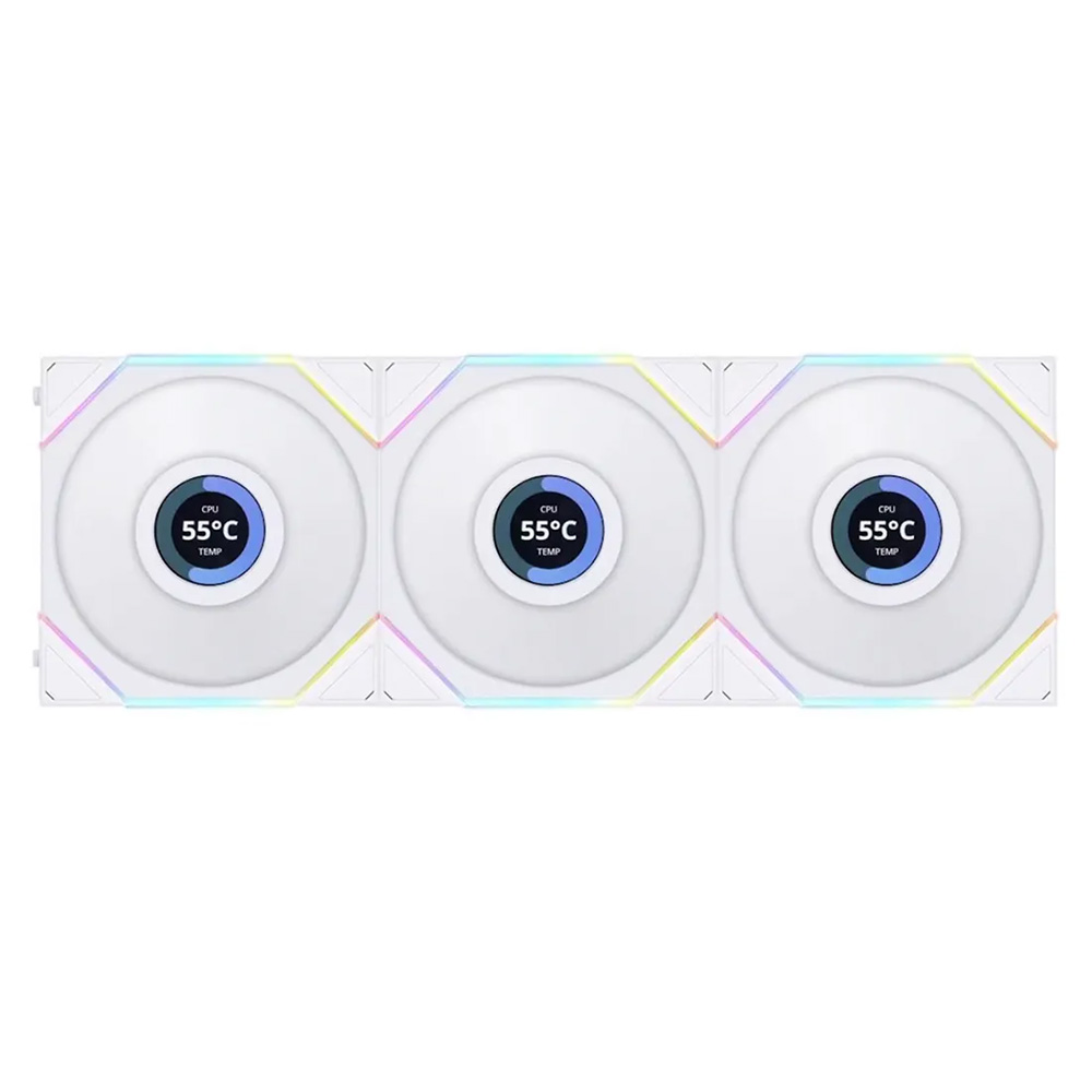 فن کیس لیان لی مدل UNI FAN TL LCD 120 Reverse White بسته 3 عددی