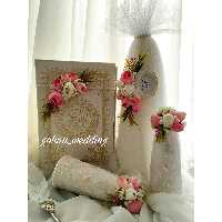 ست بله برون مدل گلهای رویایی صورتی و شیری