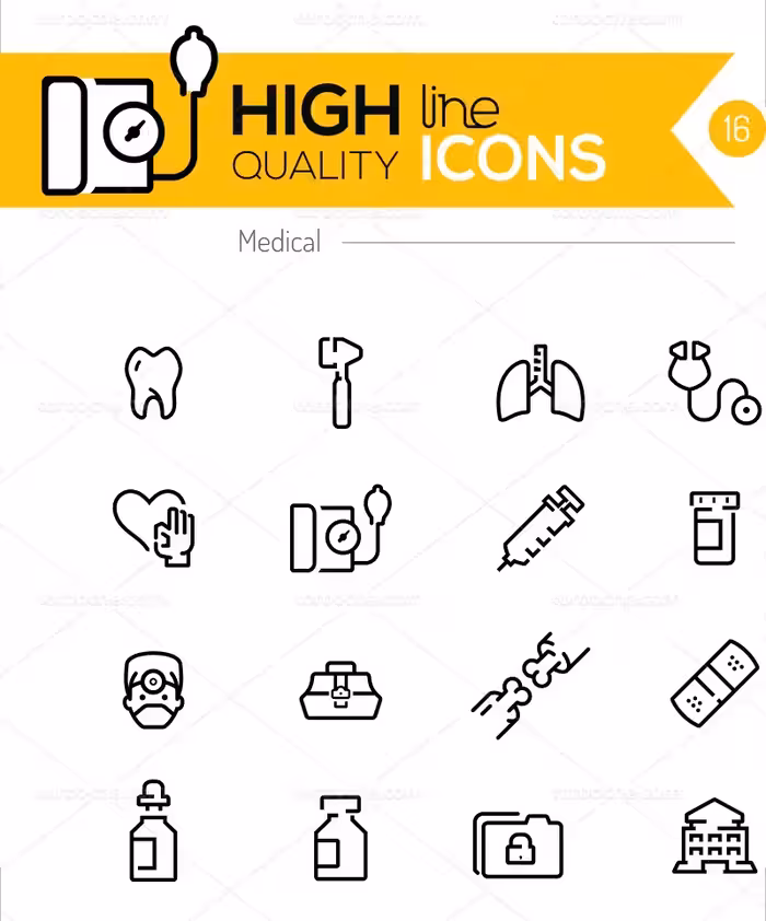 وکتور ست آیکون پزشکی و سلامتی | گرافیک با طعم تربچه