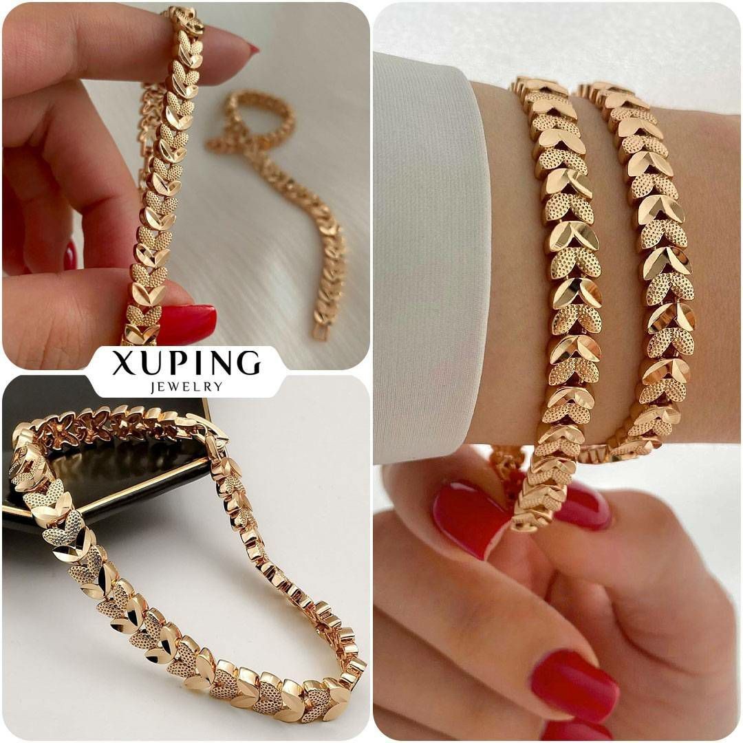 دستبند گندمی تراش دار از برند ژوپینگ، طول 18.5 سانت