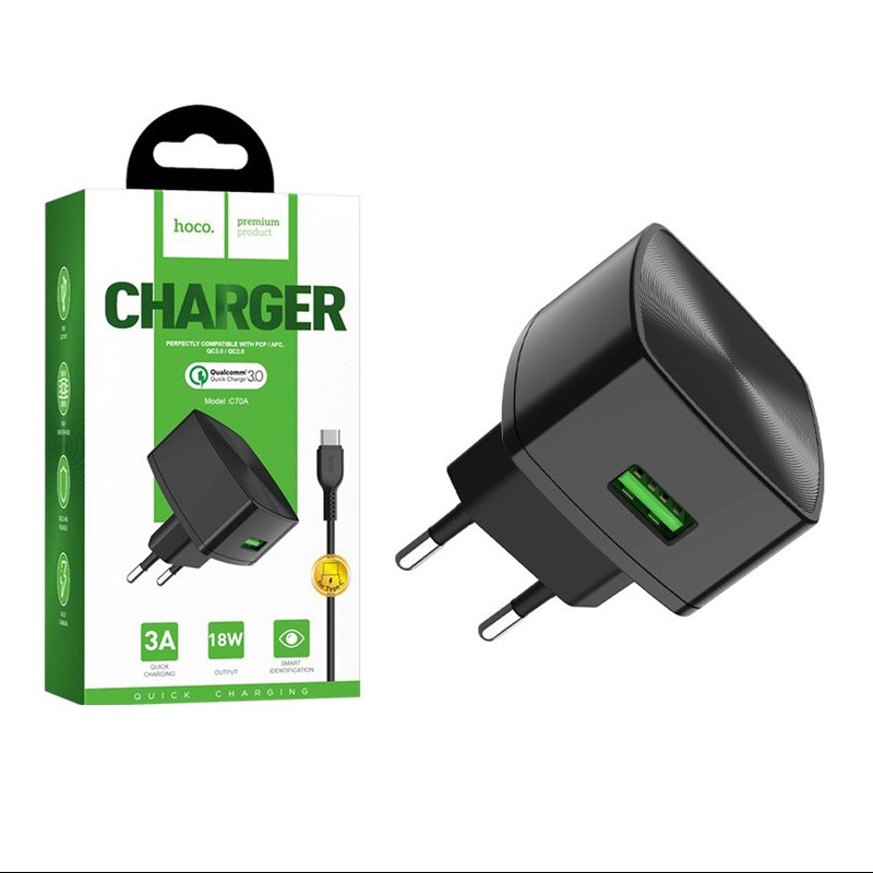 شارژر هوکو مدل C70A به همراه کابل Type-C