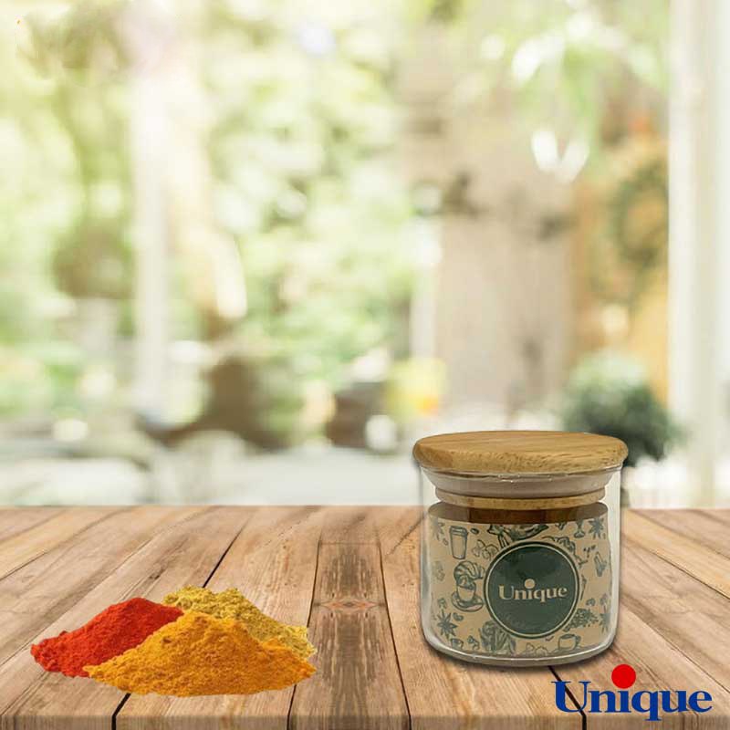 ظرف ادویه یونیک درب چوبی  1302                                                  