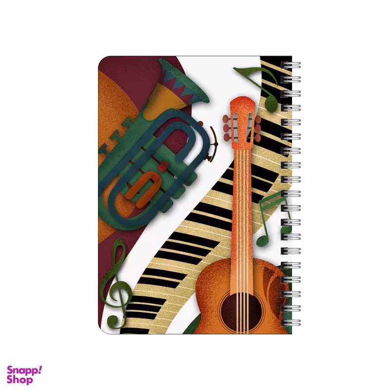 دفترچه یادداشت بامبیلیپ مدل چوبی طرح گیتار و پیانو کد 1596368