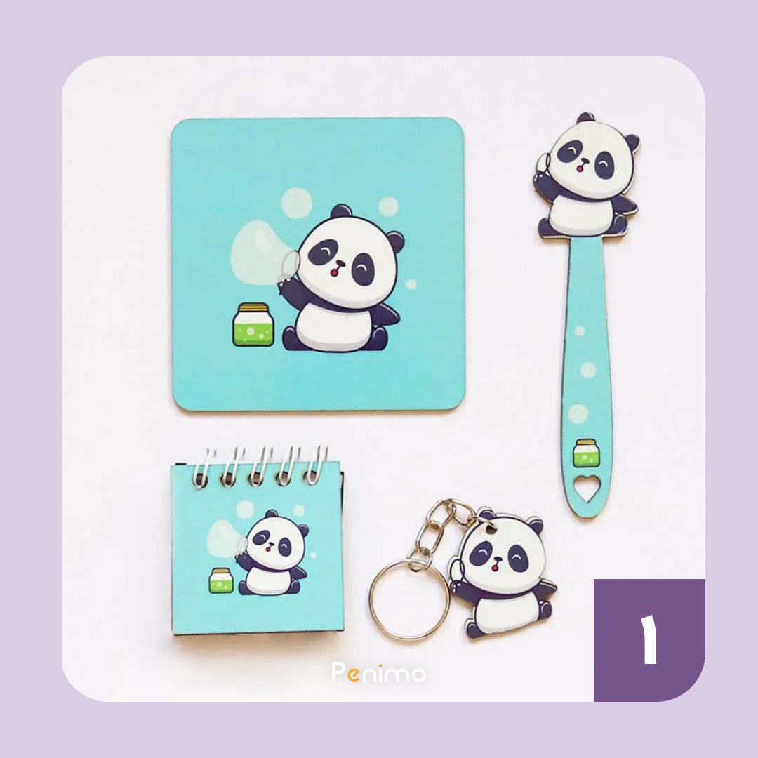 ست چهارتایی فانتزی چوبی طرح پاندا