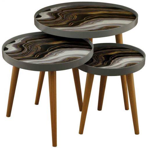 میز عسلی سه تکه مدل ALMA کد T-731-AMALFI رنگ GRAY