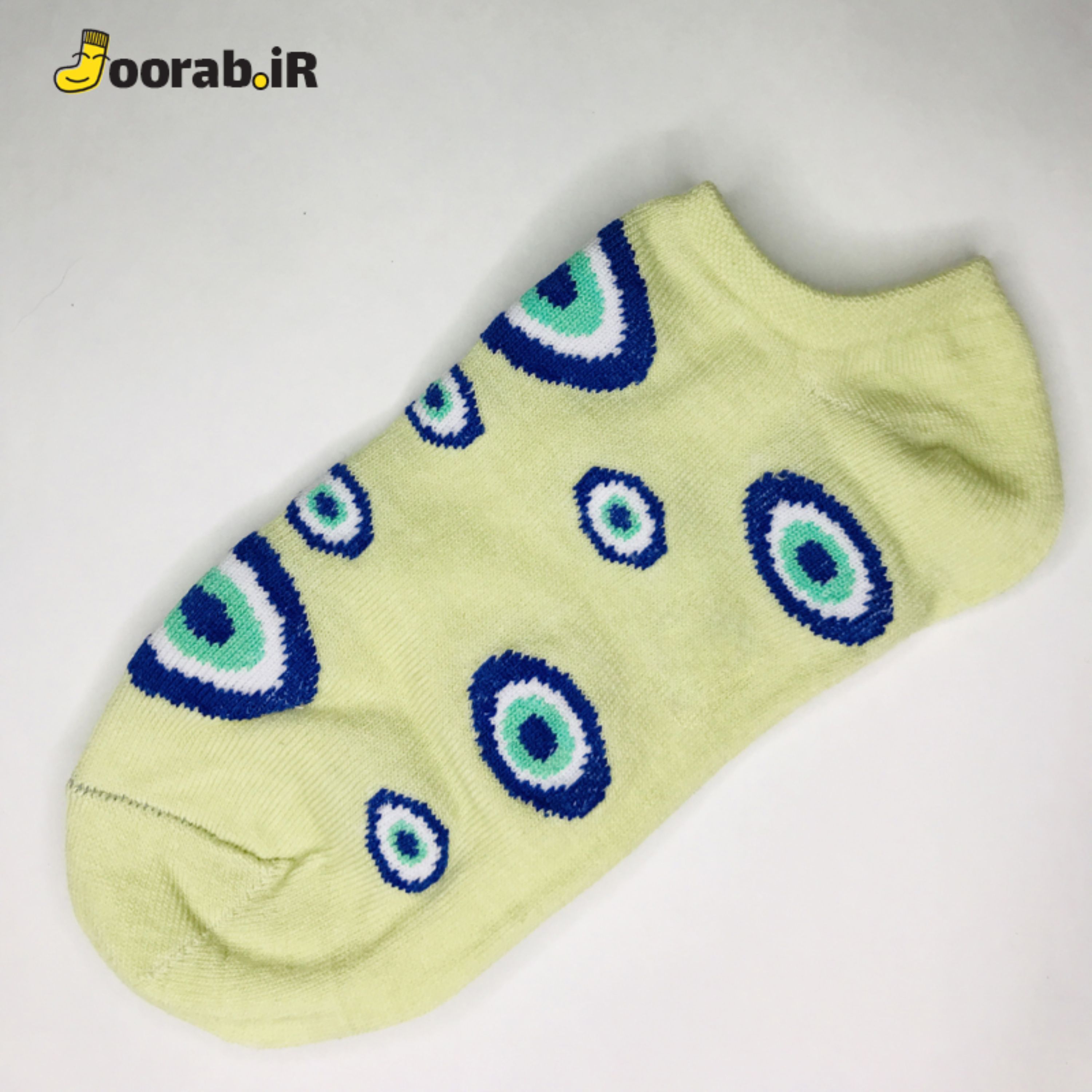 جوراب مچی قوزکی طرح چشم نظر سبز روشن