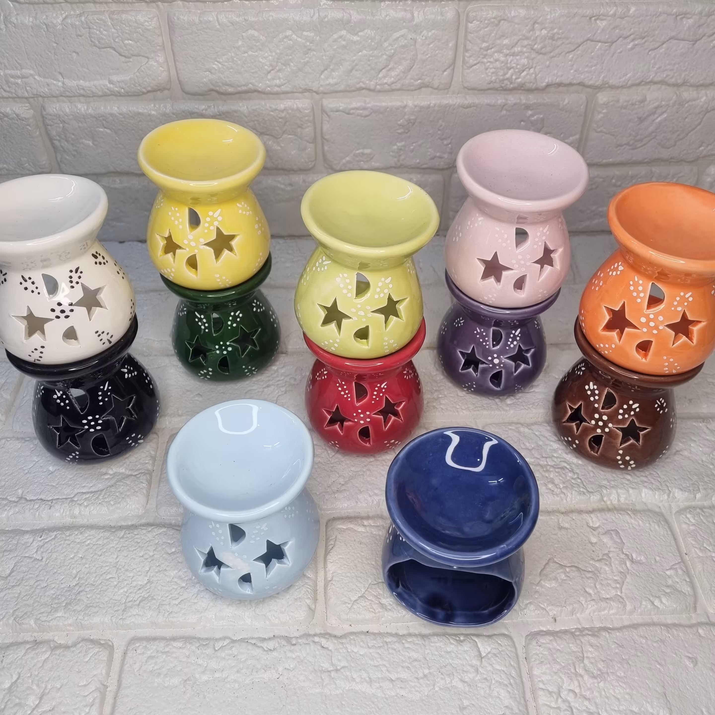 اسانس سوز  سرامیکی طرح ماه و ستاره ،در رنگبندی بسیار متنوع