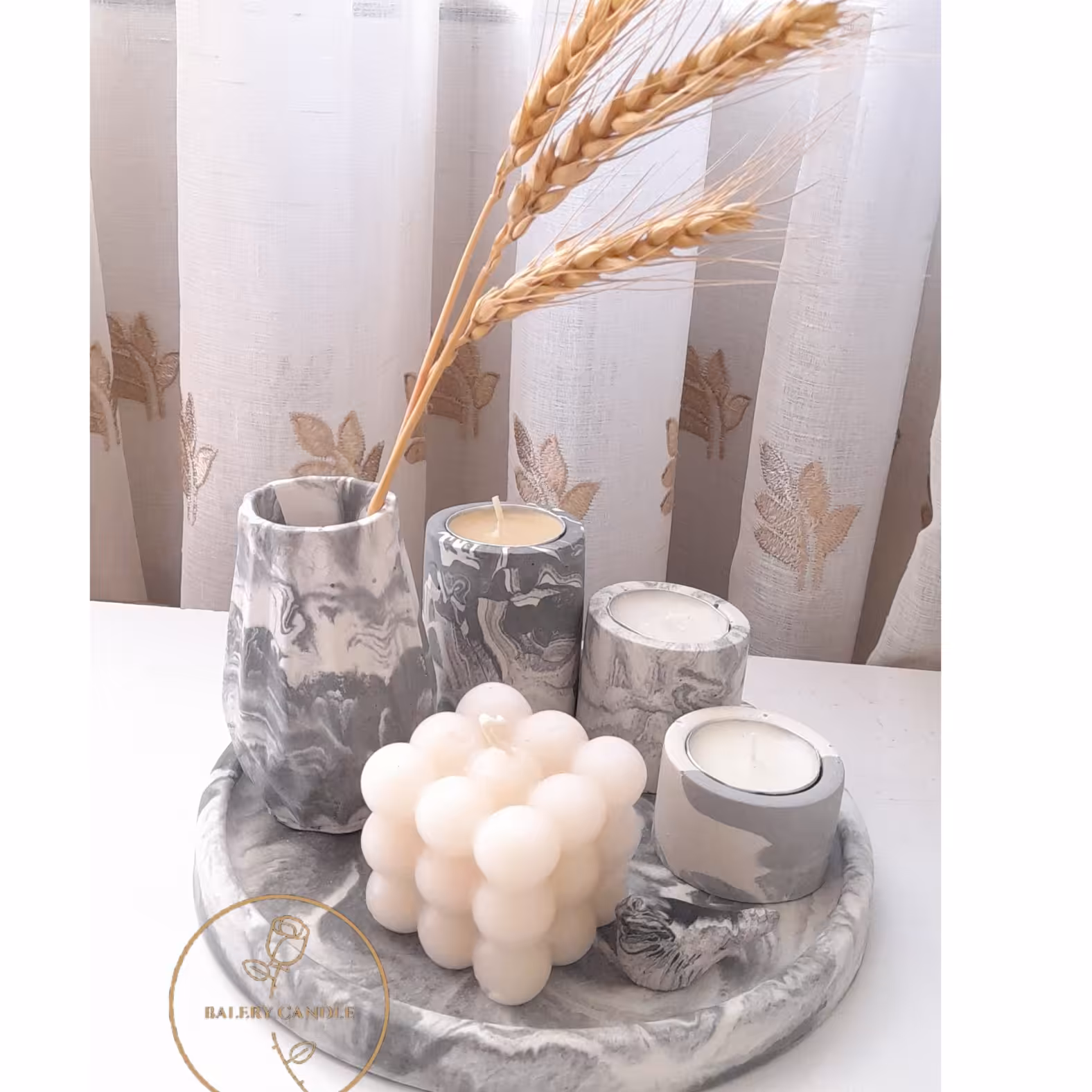 ست سینی و جاشمعی و شمع (پس کرایه)
