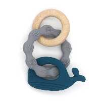 دندانگیر سیلیکونی چوبی نهنگ - سورمه‌ای