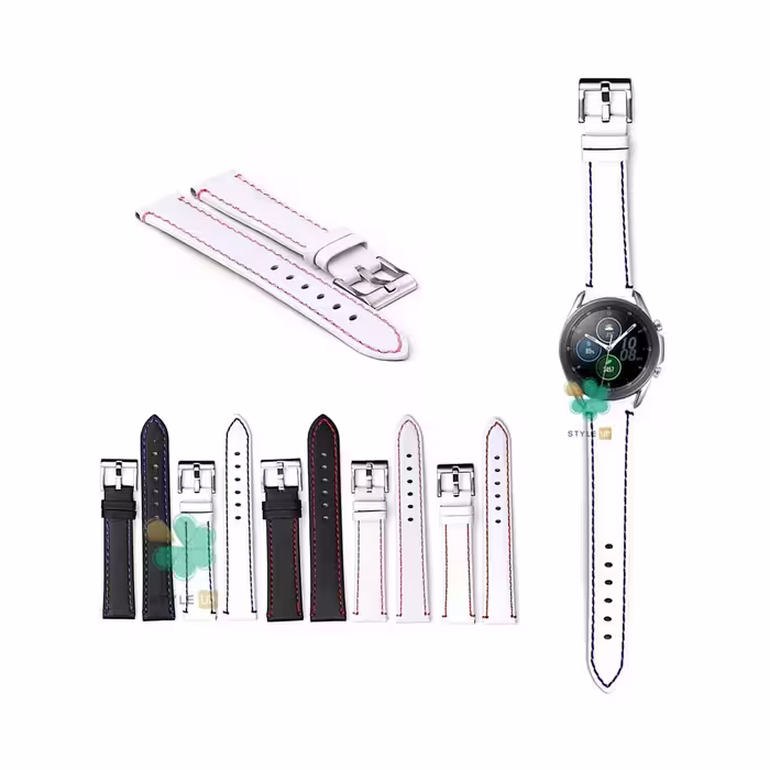 بند چرم ساعت سامسونگ Samsung Galaxy Watch 3 45mm مدل دوخت رنگی