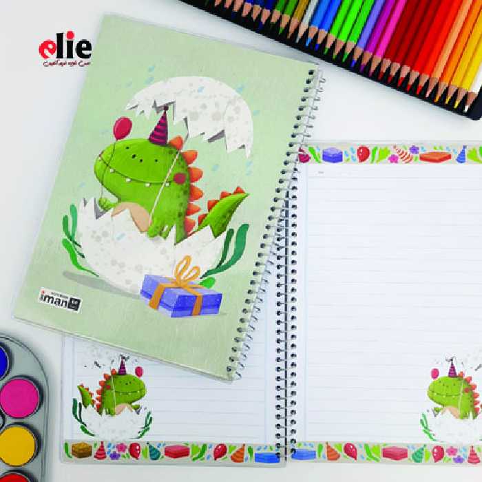 دفتر 60 برگ حاشیه دار ایمان طرح دایناسور