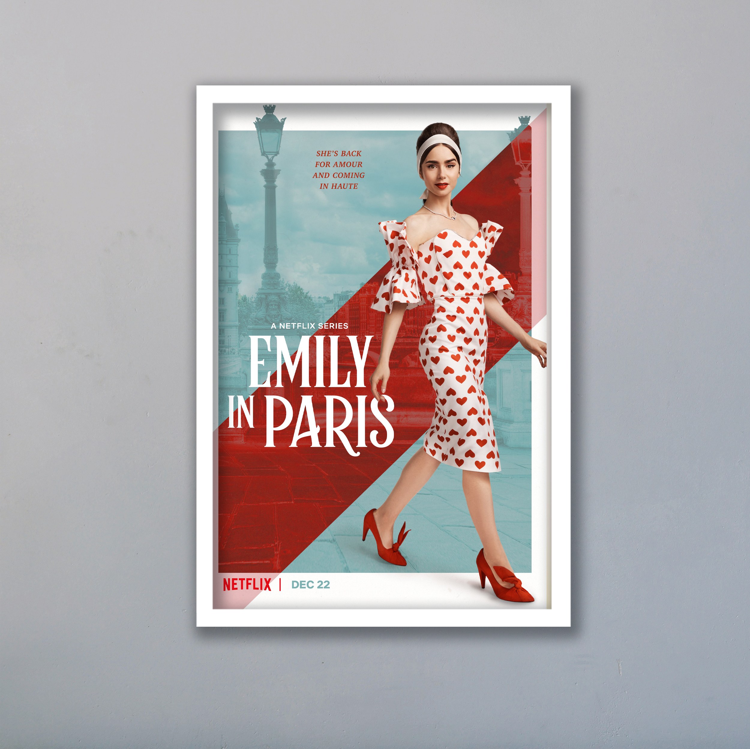 تابلو سریال امیلی در پاریس سایز A5 (قاب سفید)