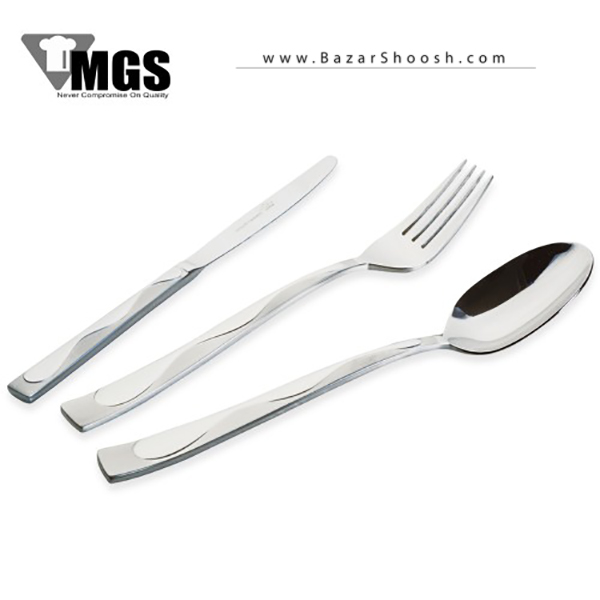 سرویس 110پارچه کامل قاشق و چنگال استیل MGS طرح اشکی