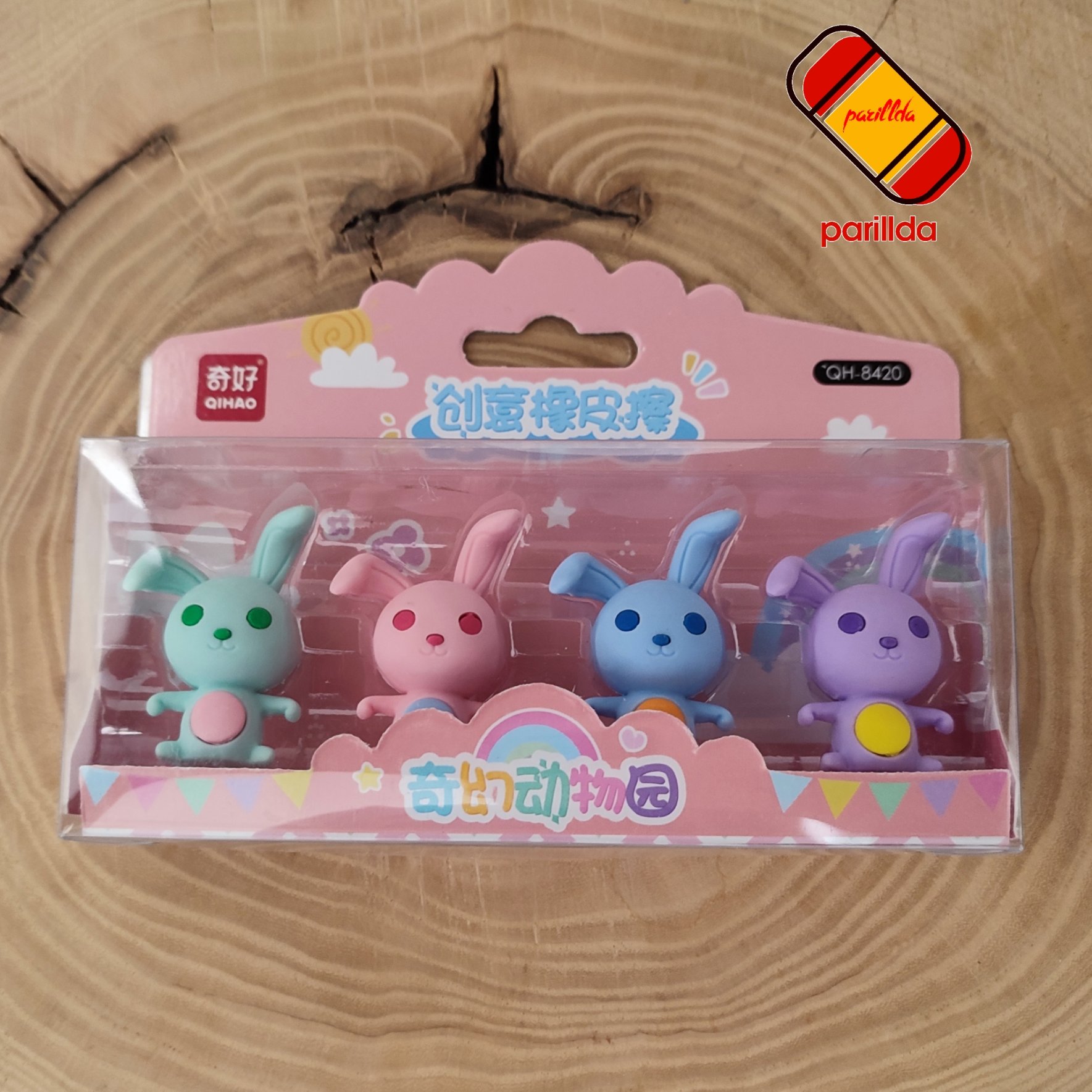 پک پاکن فانتزی خرگوش در بسته بندی طلقی هر بسته شامل 4 پاکن در 4رنگ