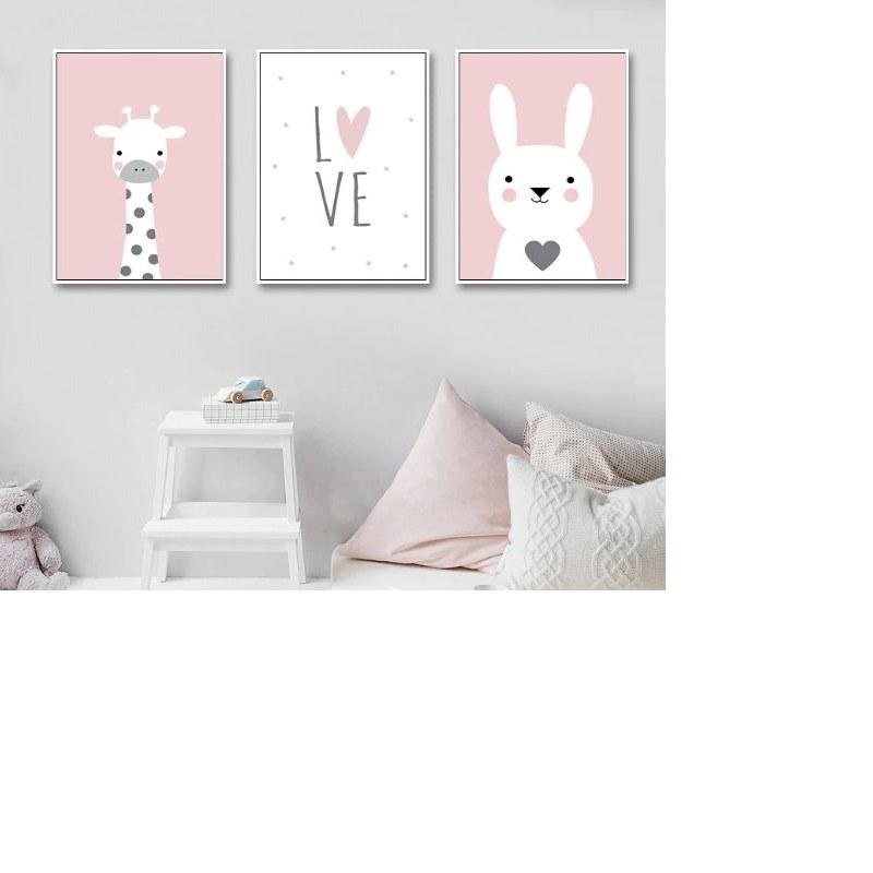 تابلو 3 عددی طرح حیوانات فانتزی کودک 40 در 60