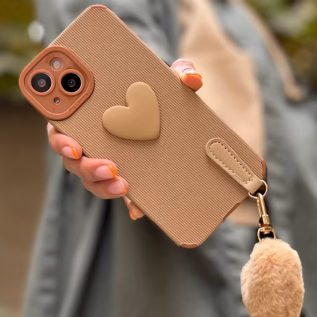 قاب گوشی سامسونگ شیائومی آیفون مدل پام پام آویز قلبی کبریتی تک رنگ 