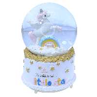 گوی فانتزی بزرگ موزیکال سفید یونی کورن و رنگین کمان