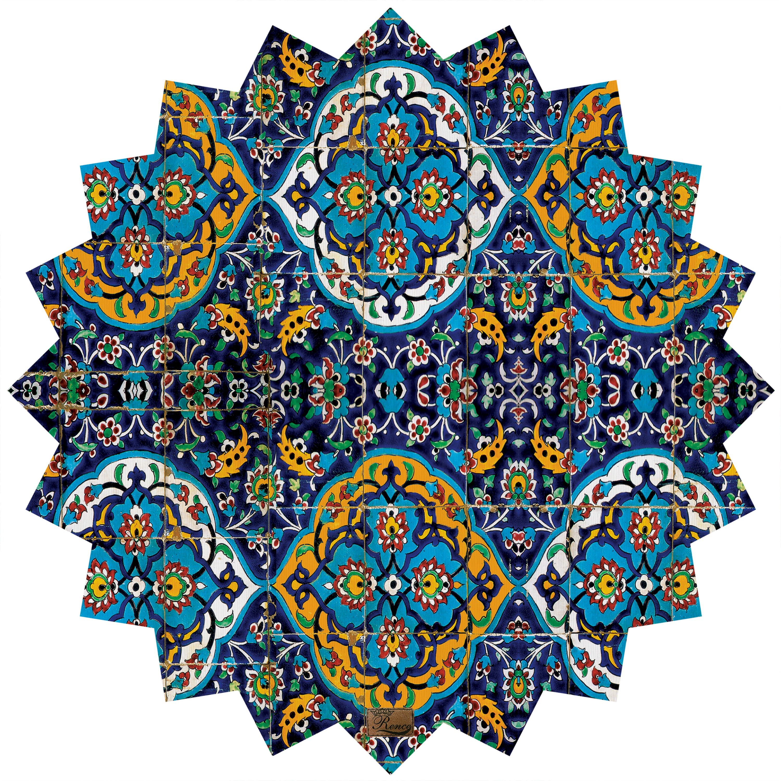 رومیزی مخمل طرح سنتی سایز 90 در 95 مدل T6-16 شرکت رنس