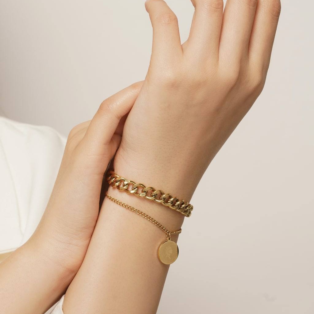 دستبند دو لاین الیزابت کاملا استیل