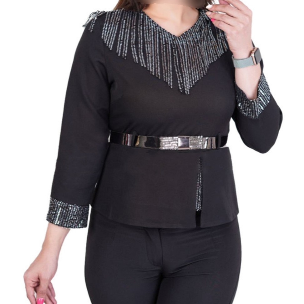 شومیز مشکی کمربند دار