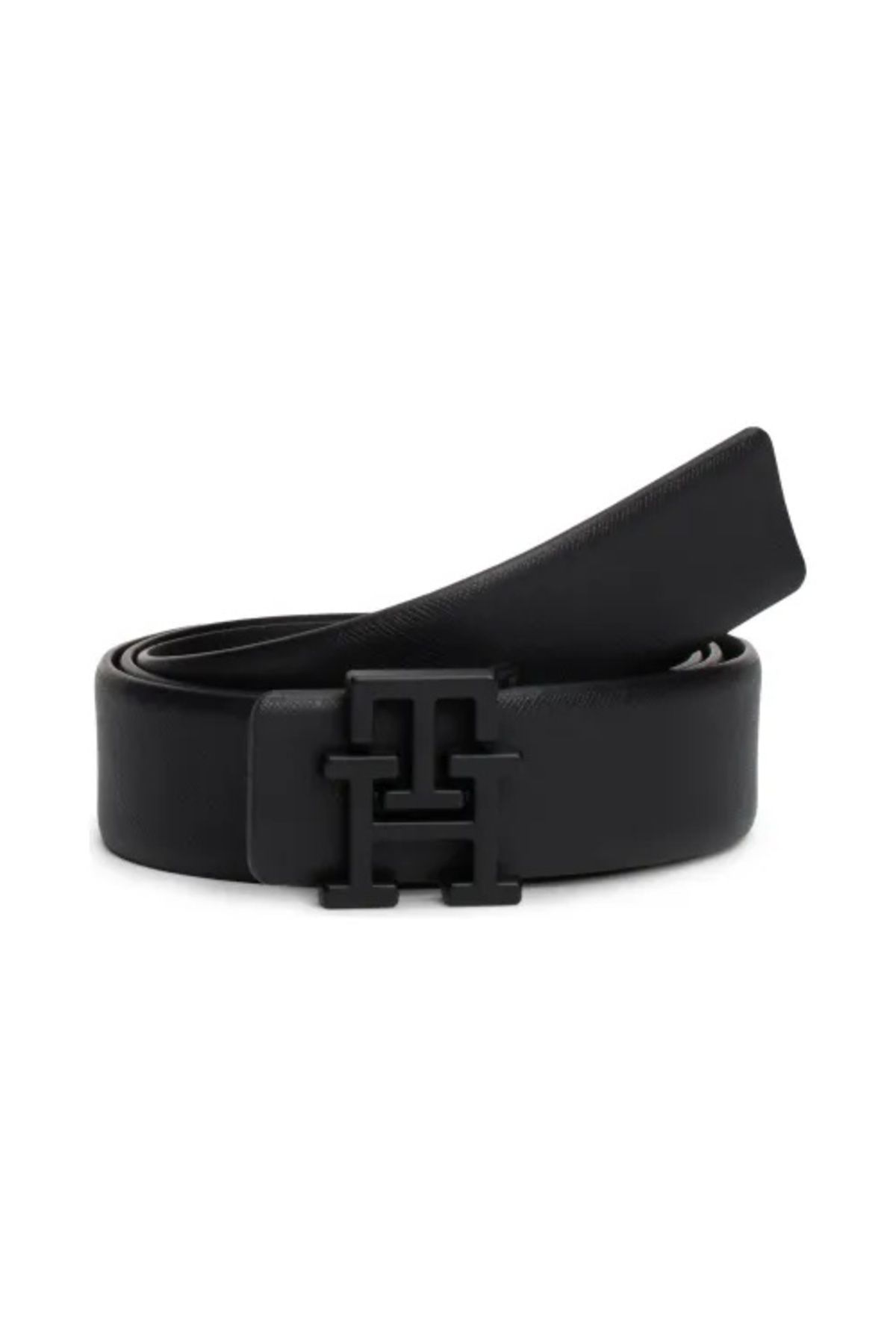 کمربند مشکی مردانه پلاک IMD اورجینال Tommy Hilfiger