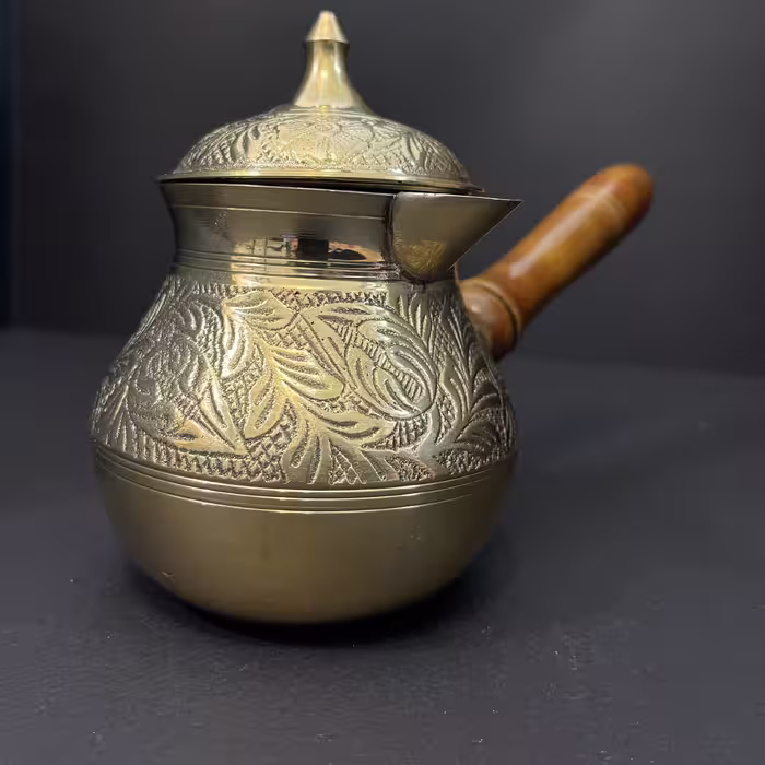 قهوه جوش برنجی دسته چوبی 4 کاپ