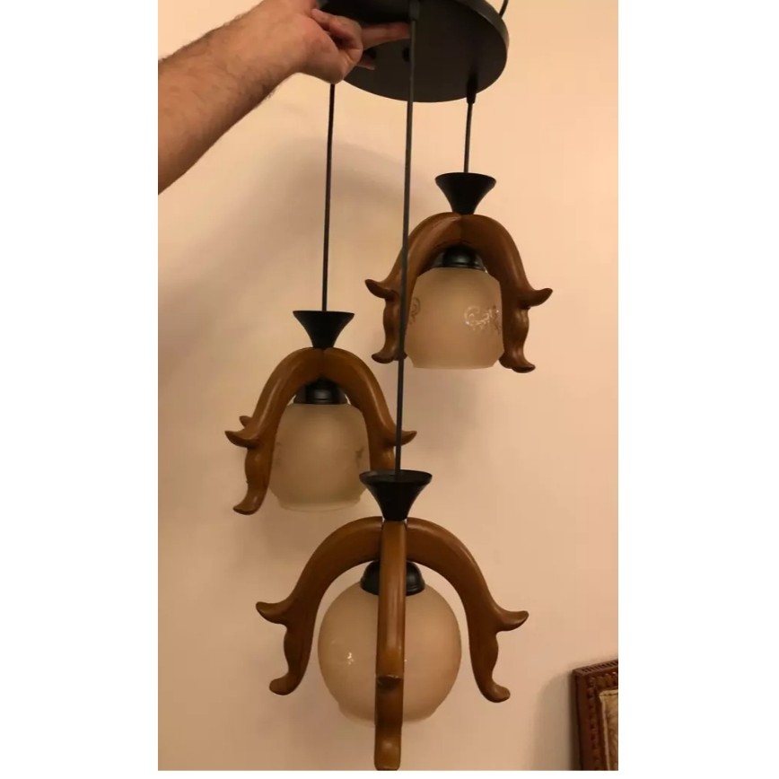 لوستر چوب 3 شاخه نامنظم