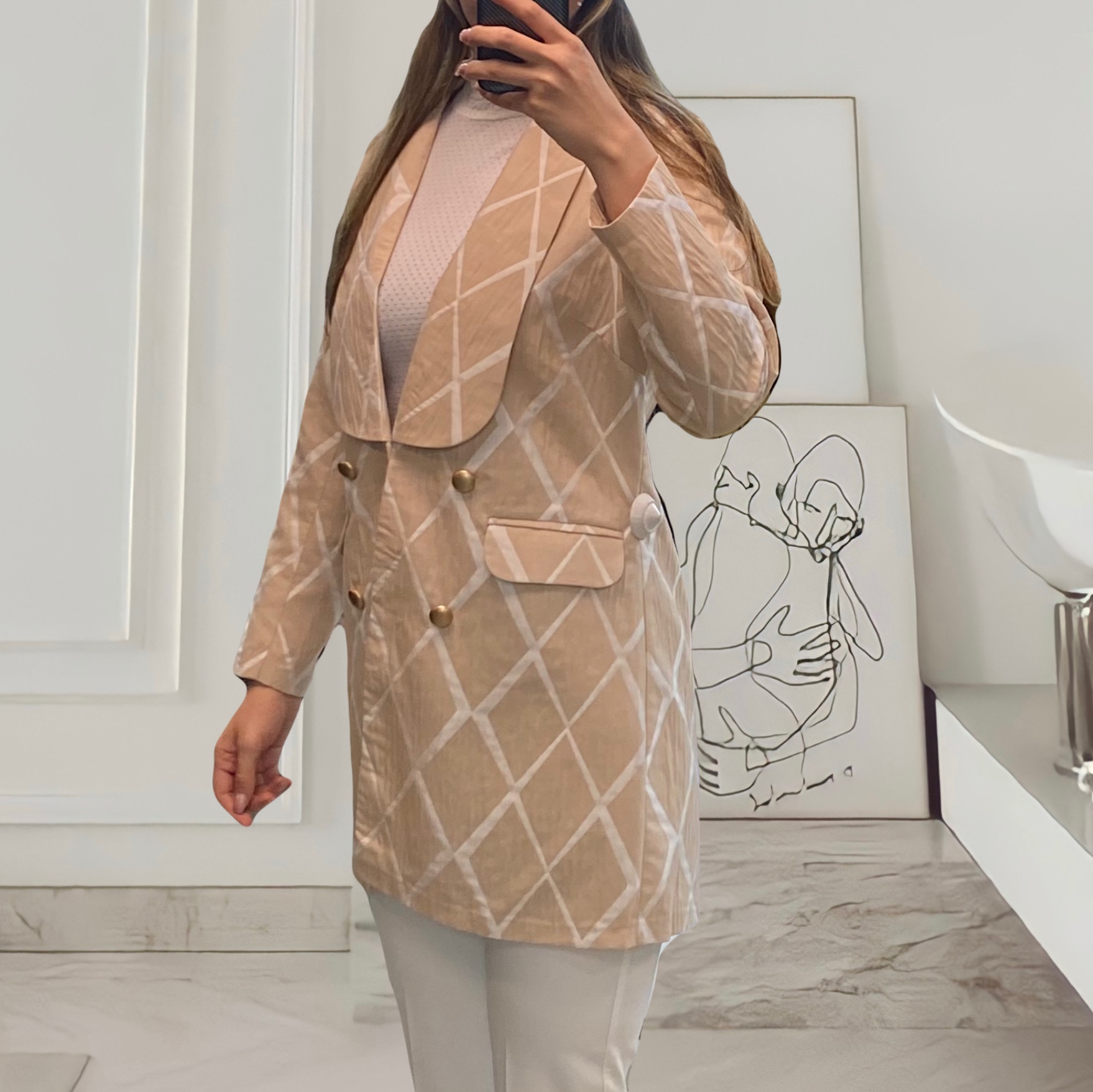 مانتو کتی ژاکارد لوزی