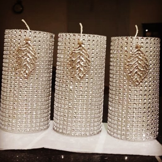 شمعهای تزیینی طرح نگینی (پک 3 تایی)