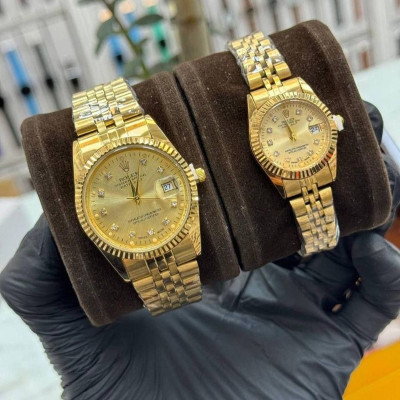 ست ساعت رولکس بند طلایی صفحه طلایی اصل